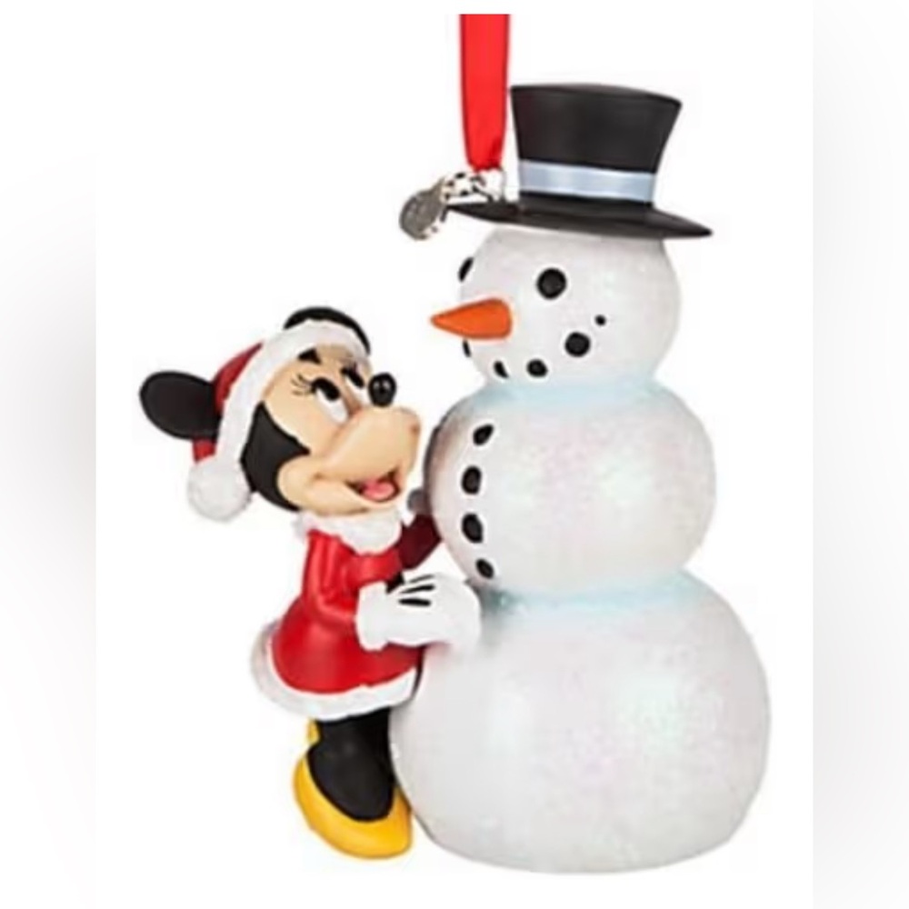 New 2016 Disney Store Sketchbook Minnie Mouse with Snowman Xmas Ornament